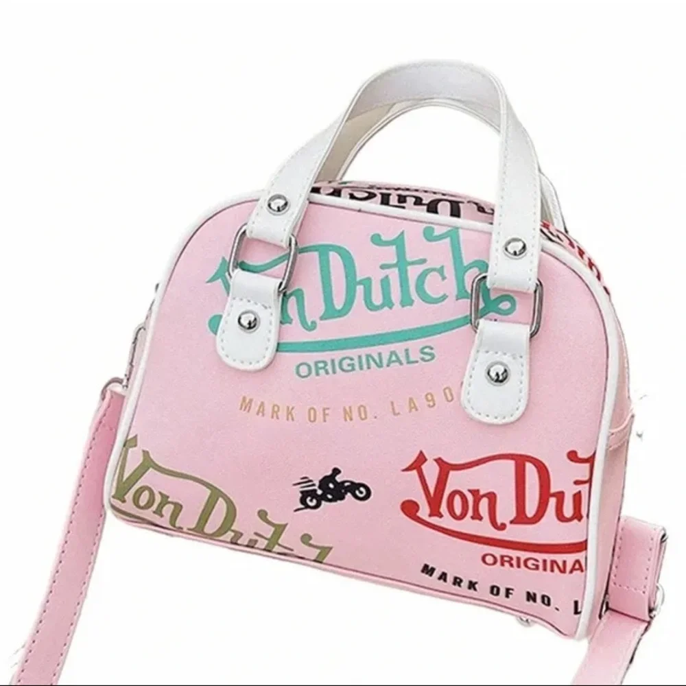 Von Dutch Pink and White Crossbody Bag